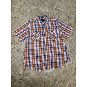 Legend One Y2K Mens Orange Short Sleeve Button Down Shirt Sz XXXL